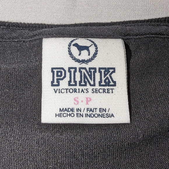 Bundle of 2🩷PINK By Victoria's Secret Black Tee "Love Pink" & PINK Long Sleeve - Picture 3 of 6